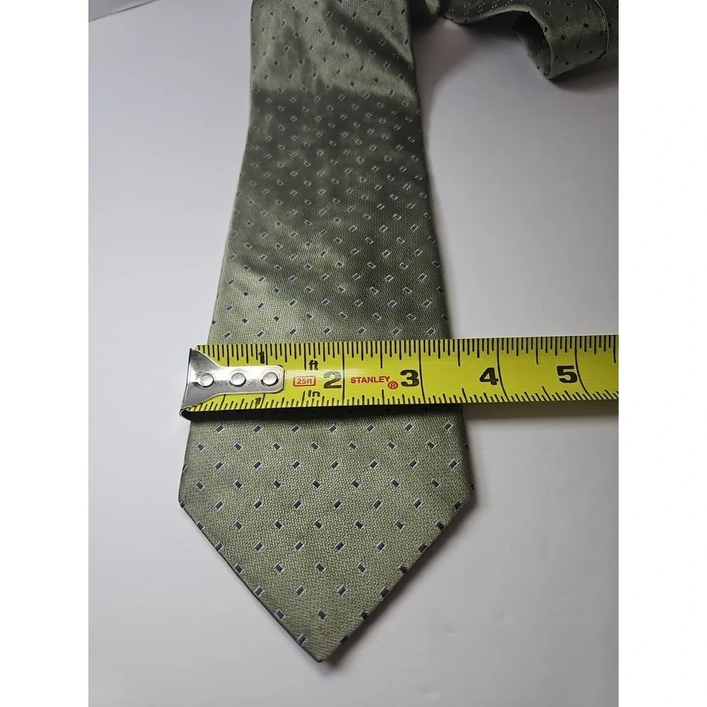 Calvin Klein Silk Tie Woven Green Geometric‎ 100% Skill
